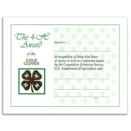 45 Year Recognition Certificate - Shop 4-H