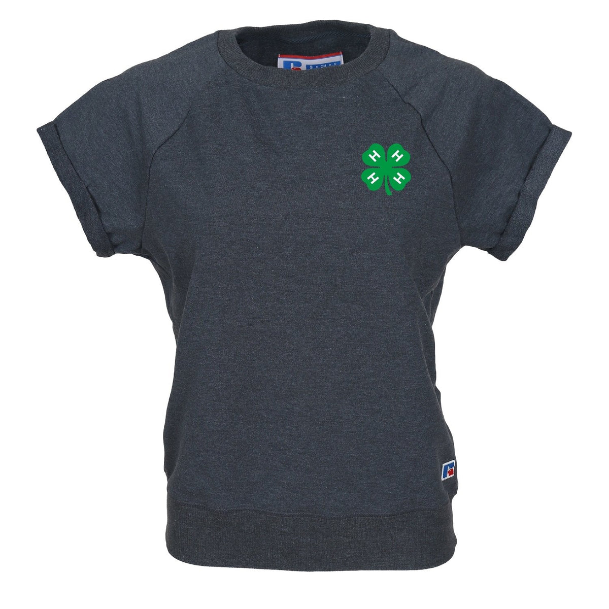 Ladies Black Heather Short Sleeve Clover Sweatshirt - Shop 4-H