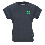 Ladies Black Heather Short Sleeve Clover Sweatshirt - Shop 4-H